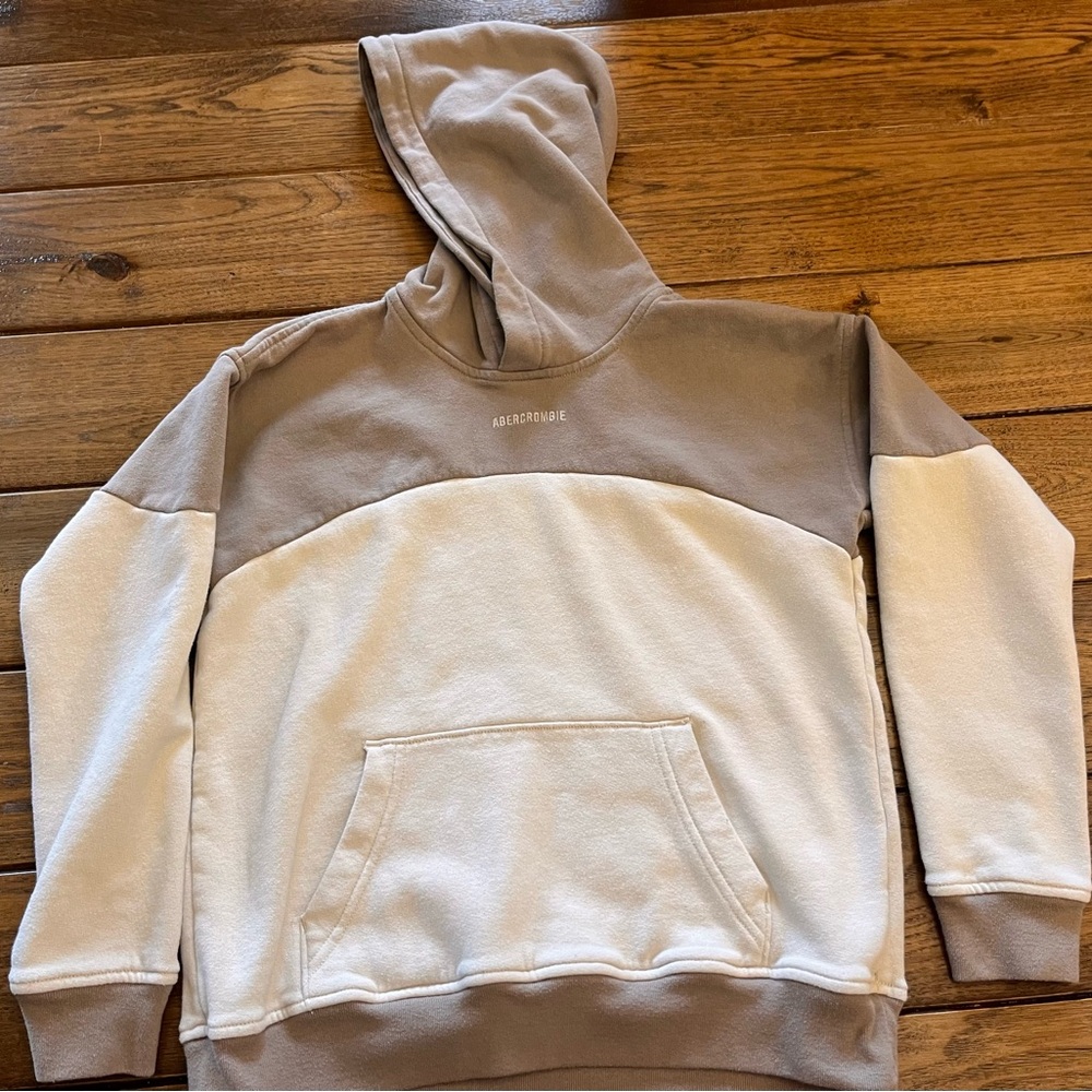 Abercrombie Kids Two-Tone Hoodie - Beige and Cream